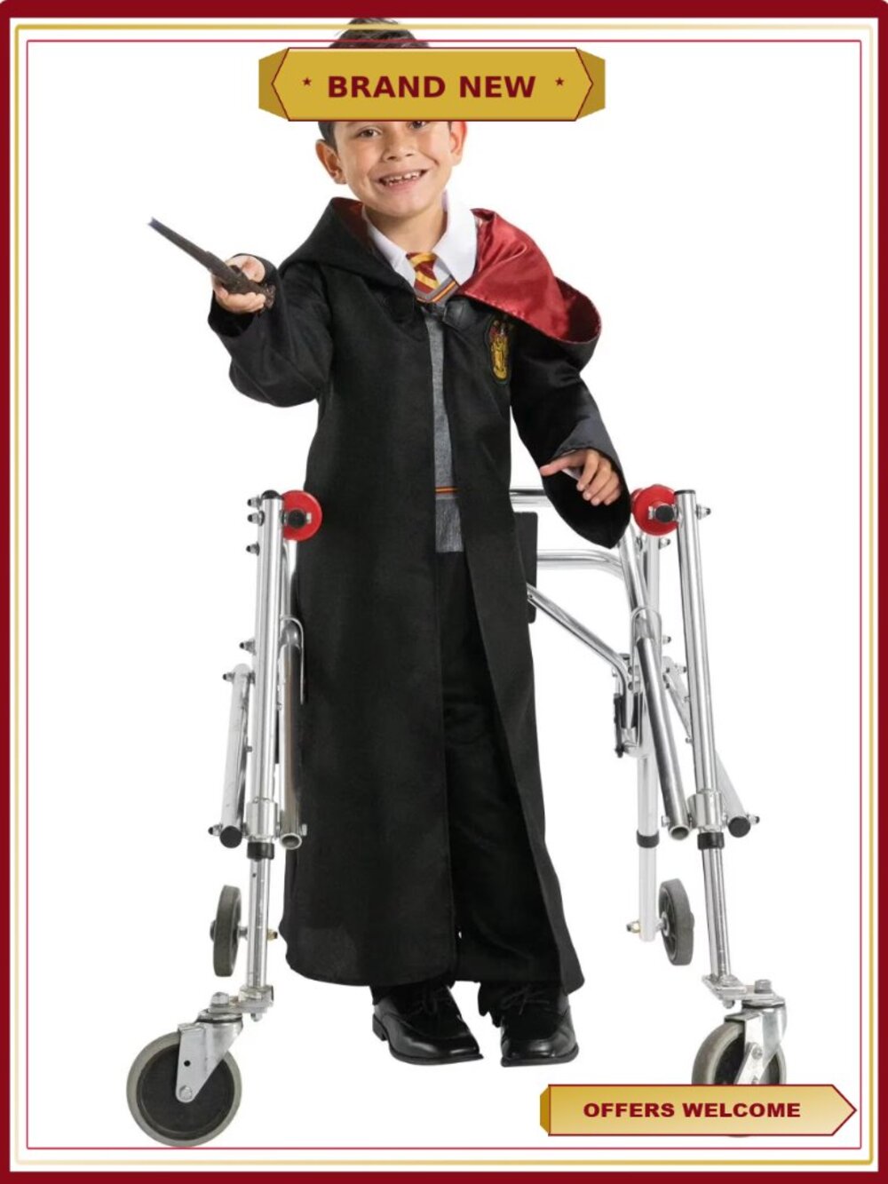 Harry Potter Adaptive Costume Kids Size 7-8 Hooded Gryffindor Cape Jumpsuit